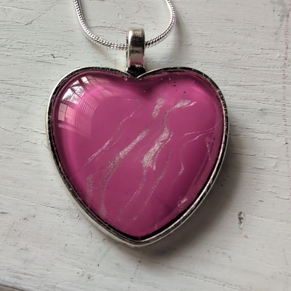 Handmade Pink Heart Pendant Necklace